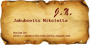 Jakubovits Nikoletta névjegykártya